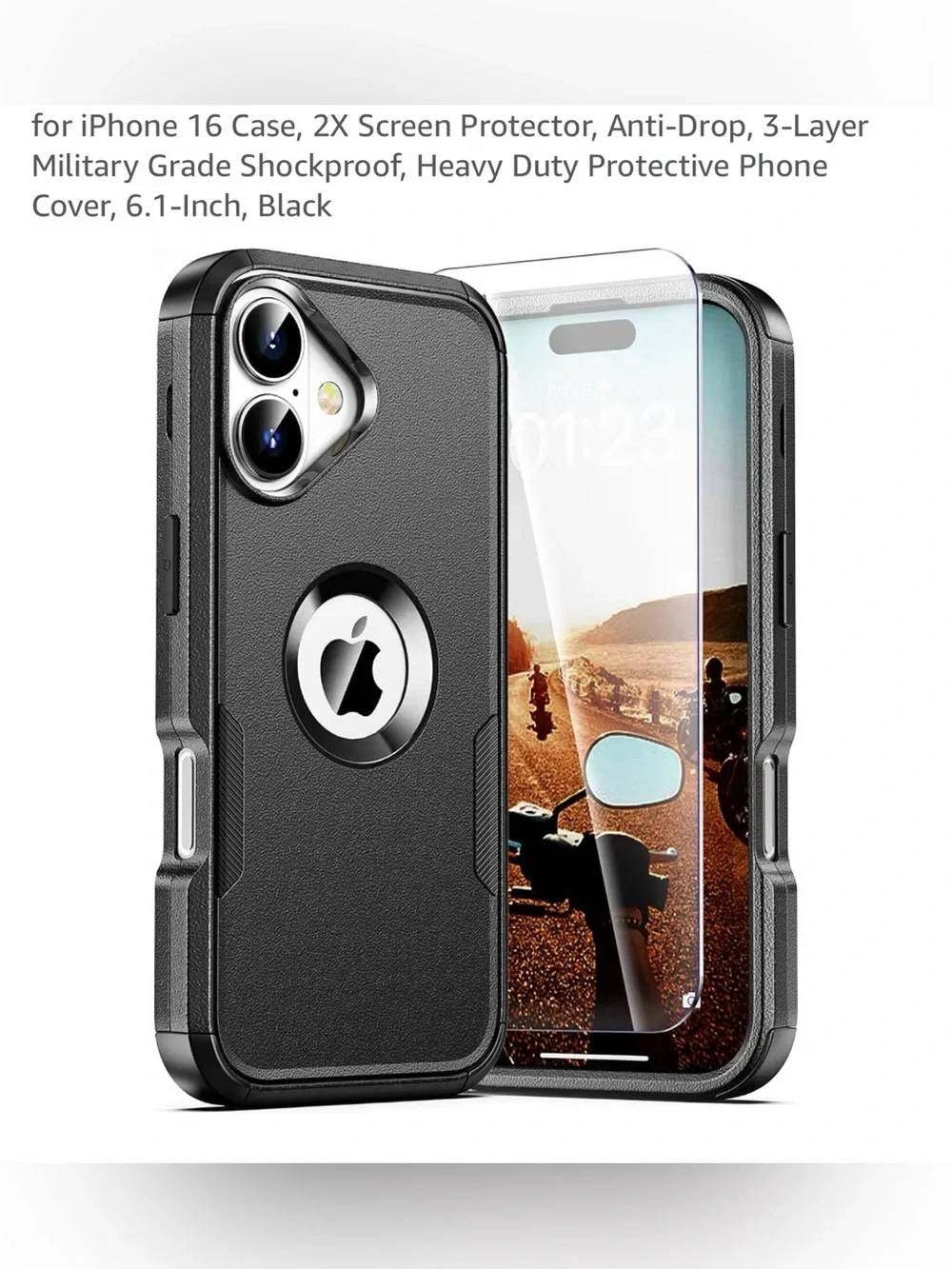 I phone 16 case 2X screen protector,anti drop 3layer military grade blue New